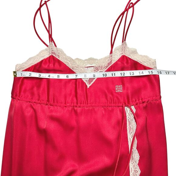Givenchy Intimates | Women | Vtg 80s Red Satin Lace Slip Dress Robe Set | Small - Picture 6 of 16